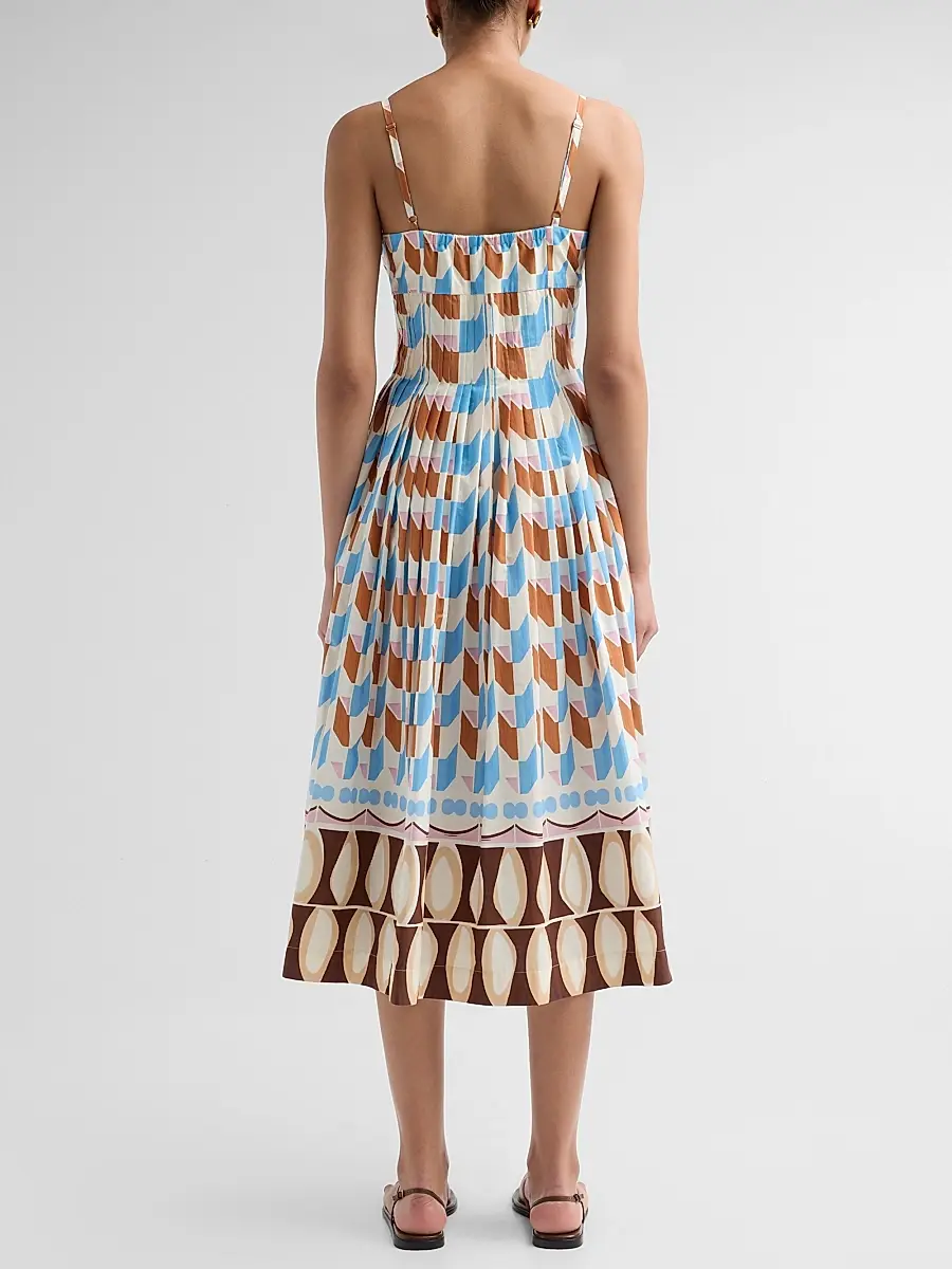 Cara Cara Women's Sea Island Geometric Cotton Midi Dress | Thumbnail 3 Cara Cara Women's Sea Island Geometric Cotton Midi Dress | Thumbnail 3