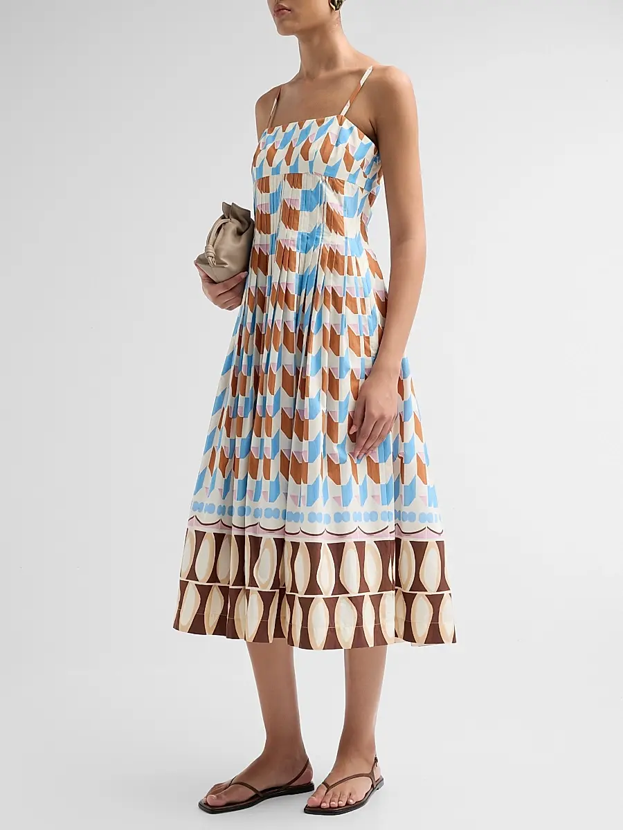 Cara Cara Women's Sea Island Geometric Cotton Midi Dress | Thumbnail 4 Cara Cara Women's Sea Island Geometric Cotton Midi Dress | Thumbnail 4
