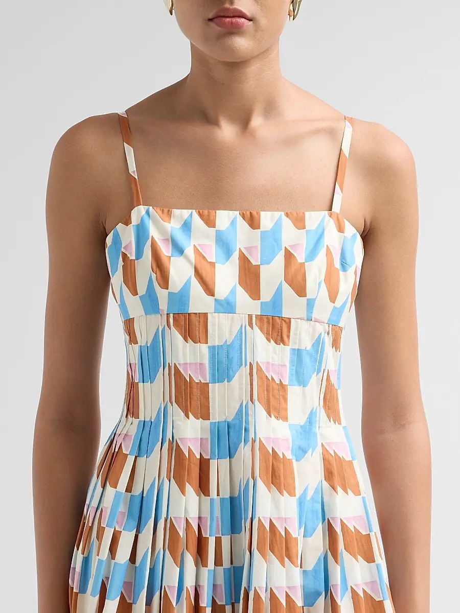 Cara Cara Women's Sea Island Geometric Cotton Midi Dress | Thumbnail 5 Cara Cara Women's Sea Island Geometric Cotton Midi Dress | Thumbnail 5