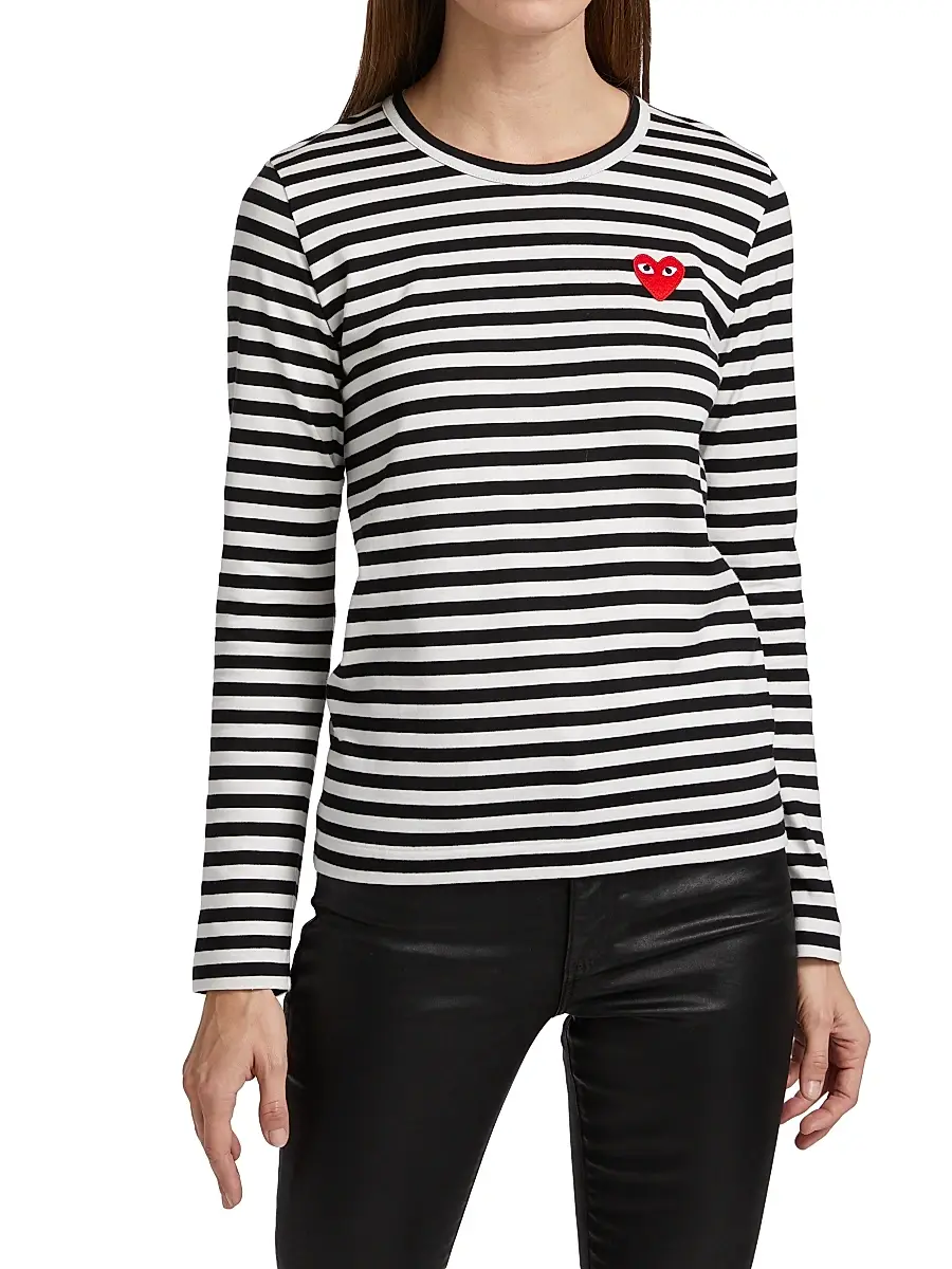 Comme des Garçons PLAY Women's Striped Red Heart Long-Sleeve Shirt | Thumbnail 3 Comme des Garçons PLAY Women's Striped Red Heart Long-Sleeve Shirt | Thumbnail 3