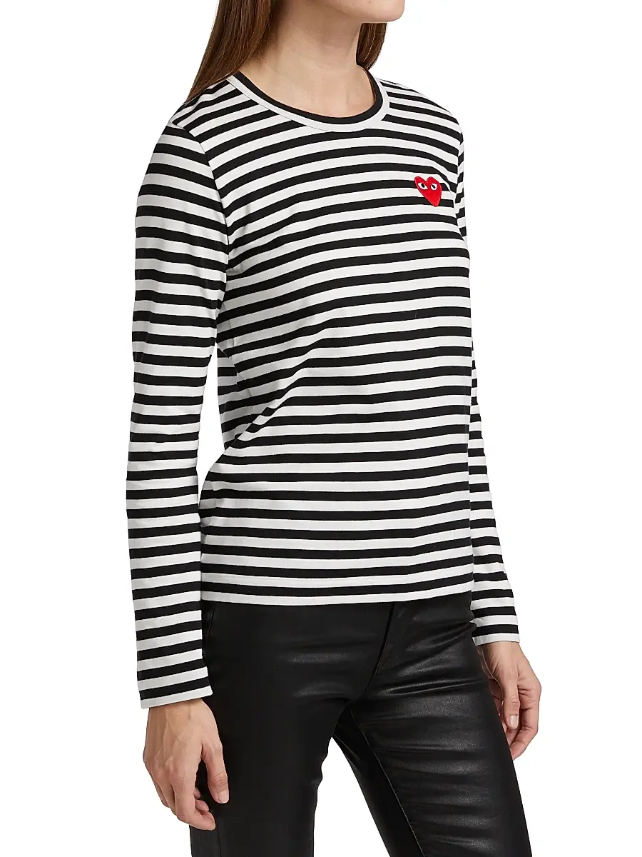 Comme des Garçons PLAY Women's Striped Red Heart Long-Sleeve Shirt | Thumbnail 4 Comme des Garçons PLAY Women's Striped Red Heart Long-Sleeve Shirt | Thumbnail 4