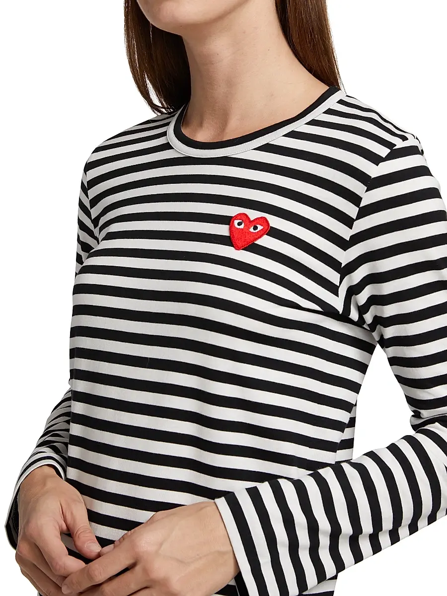 Comme des Garçons PLAY Women's Striped Red Heart Long-Sleeve Shirt | Thumbnail 6 Comme des Garçons PLAY Women's Striped Red Heart Long-Sleeve Shirt | Thumbnail 6