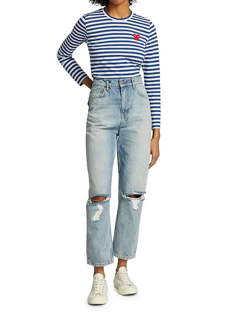 Comme des Garçons PLAY Women's Striped Red Heart Long-Sleeve Shirt | Thumbnail 2 Comme des Garçons PLAY Women's Striped Red Heart Long-Sleeve Shirt | Thumbnail 2