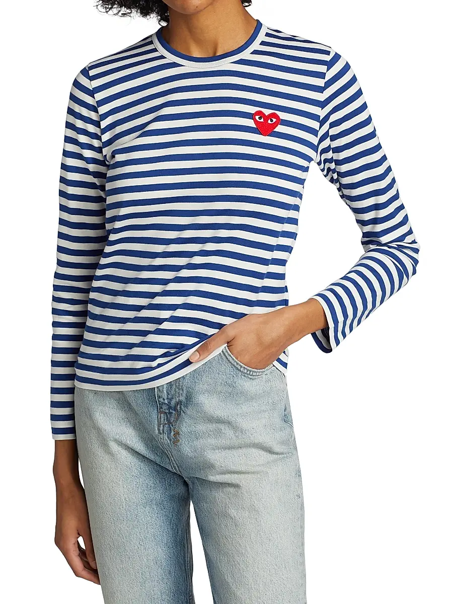 Comme des Garçons PLAY Women's Striped Red Heart Long-Sleeve Shirt | Thumbnail 3 Comme des Garçons PLAY Women's Striped Red Heart Long-Sleeve Shirt | Thumbnail 3