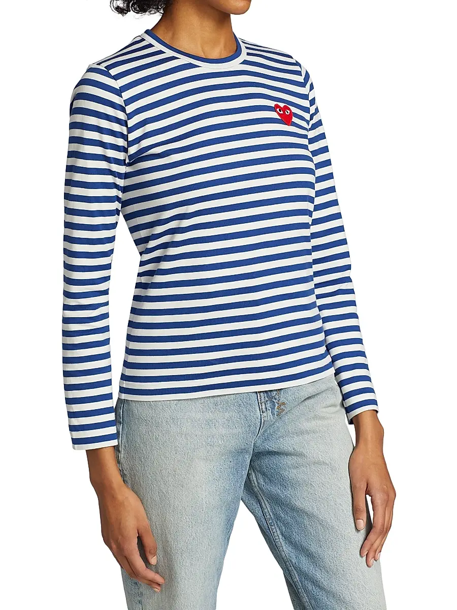 Comme des Garçons PLAY Women's Striped Red Heart Long-Sleeve Shirt | Thumbnail 4 Comme des Garçons PLAY Women's Striped Red Heart Long-Sleeve Shirt | Thumbnail 4