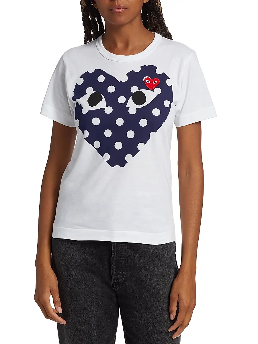 Comme des Garçons PLAY Women's Polka Dot Heart-Print Cotton Jersey T-Shirt | Thumbnail 2 Comme des Garçons PLAY Women's Polka Dot Heart-Print Cotton Jersey T-Shirt | Thumbnail 2