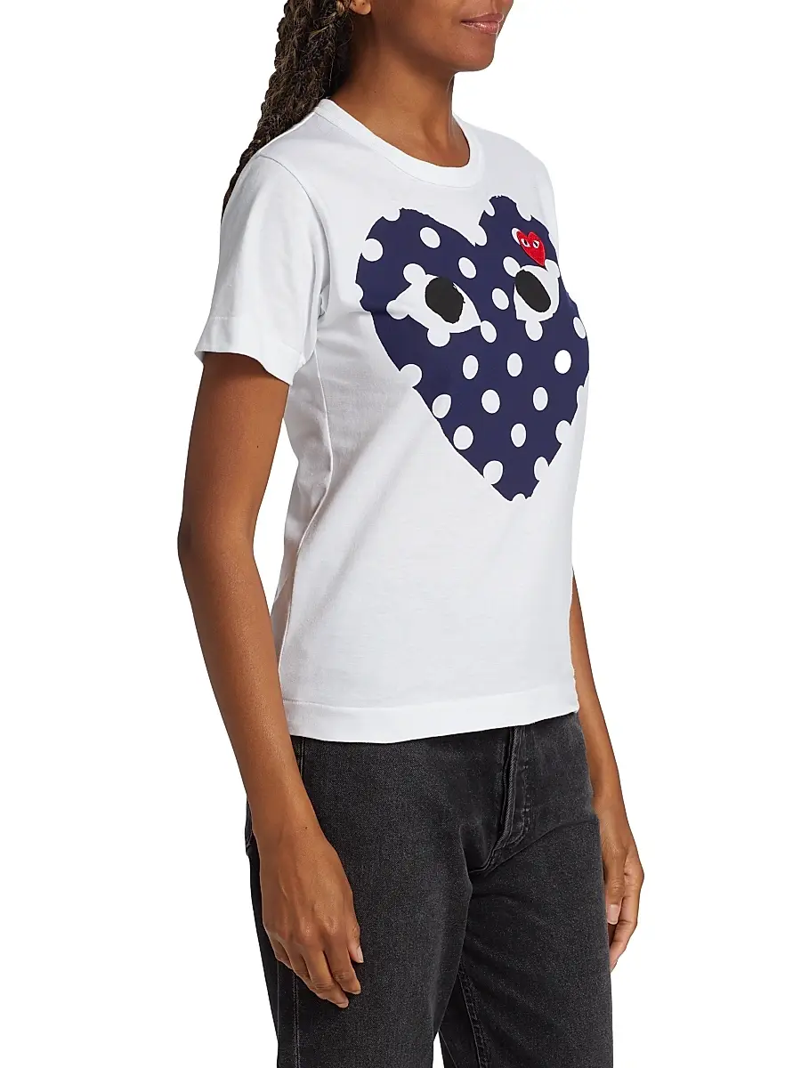 Comme des Garçons PLAY Women's Polka Dot Heart-Print Cotton Jersey T-Shirt | Thumbnail 3 Comme des Garçons PLAY Women's Polka Dot Heart-Print Cotton Jersey T-Shirt | Thumbnail 3