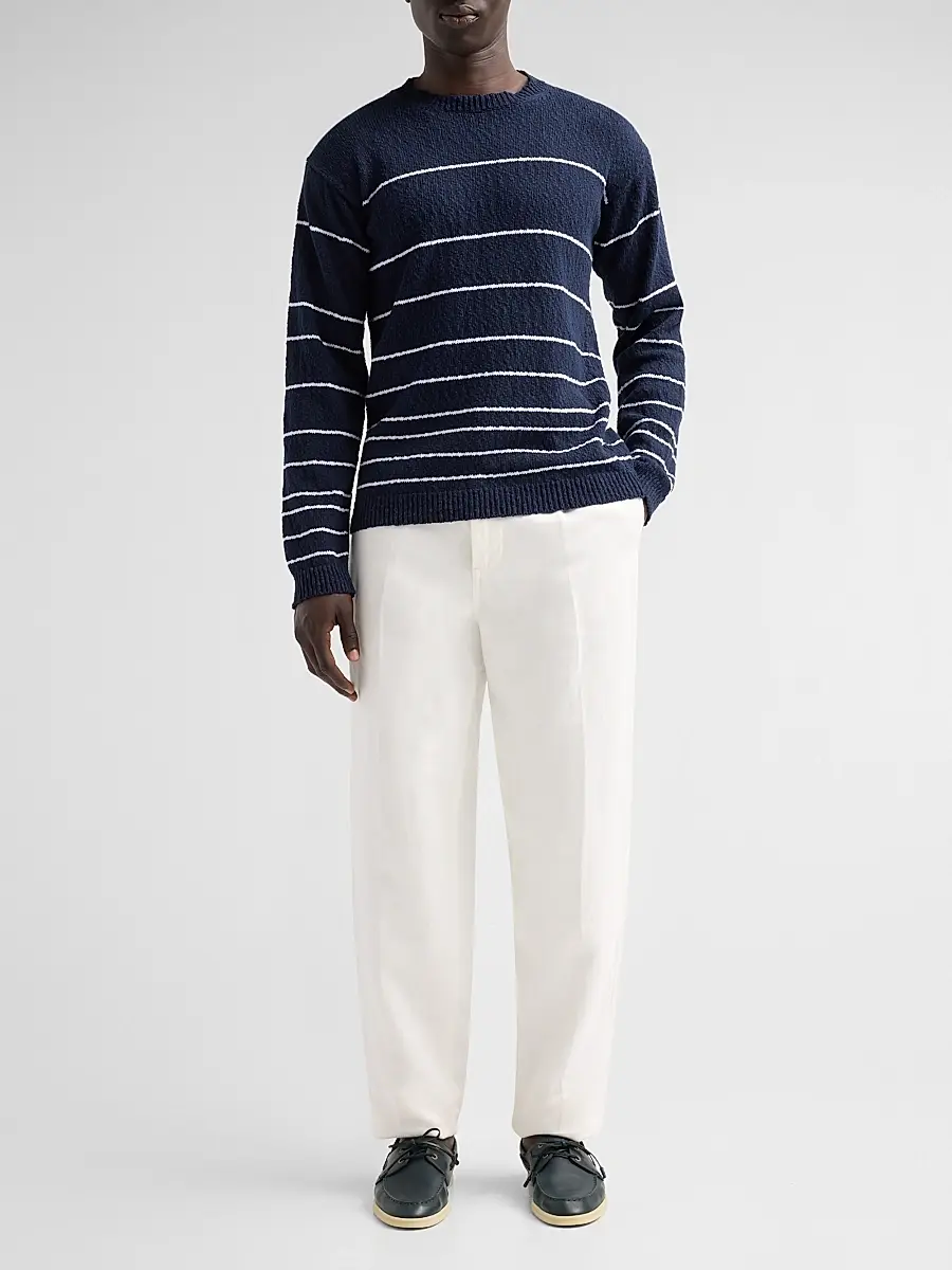 Saks Fifth Avenue Men's Striped Bouclé Crewneck Sweater | Thumbnail 2
