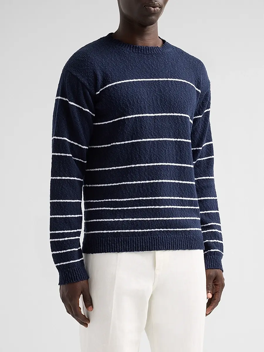 Saks Fifth Avenue Men's Striped Bouclé Crewneck Sweater | Thumbnail 4