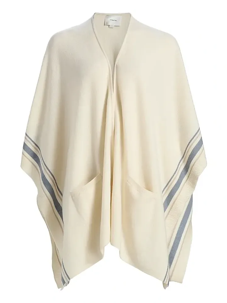 Women's Striped Cashmere Knit Cape Women's Striped Cashmere Knit Cape
