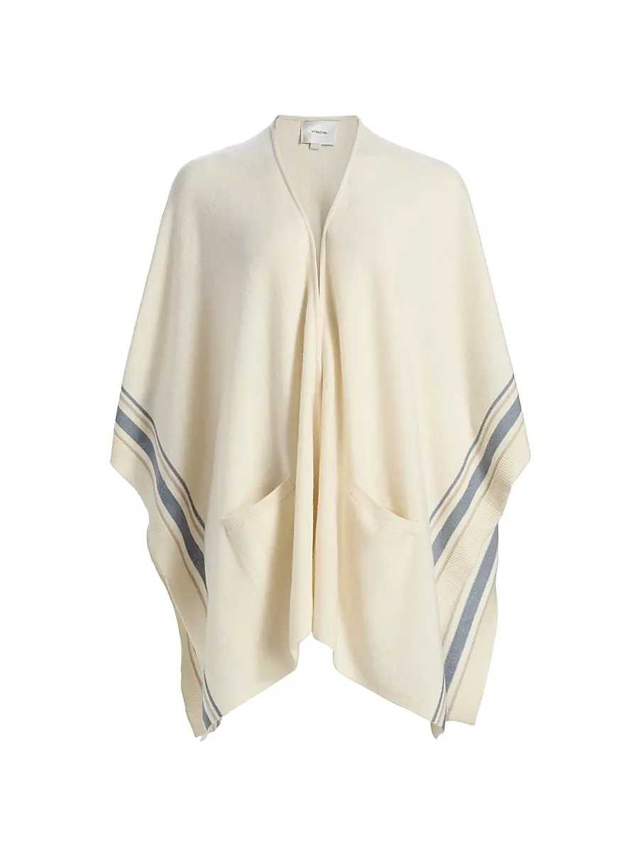 Vince Women's Striped Cashmere Knit Cape | Image 1 Vince Women's Striped Cashmere Knit Cape | Image 1