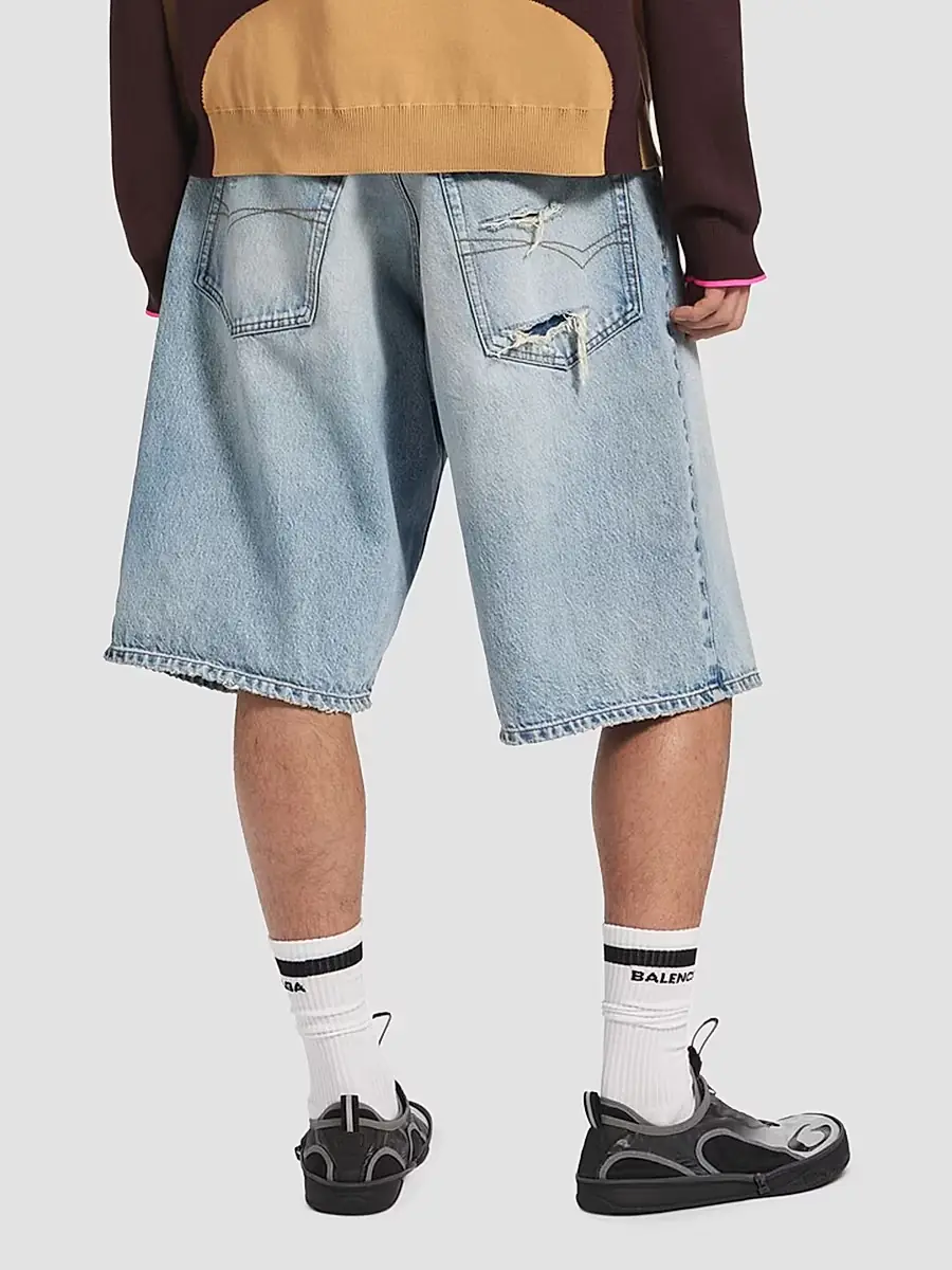 Balenciaga Men's Denim Stay Press Shorts | Thumbnail 4 Balenciaga Men's Denim Stay Press Shorts | Thumbnail 4