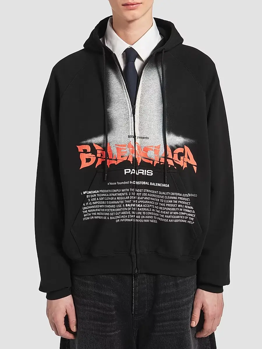 Balenciaga Men's The Door Oversized Zip-Up Hoodie | Thumbnail 3 Balenciaga Men's The Door Oversized Zip-Up Hoodie | Thumbnail 3