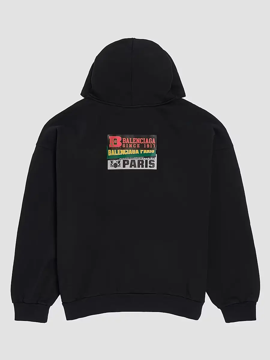 Balenciaga Men's Bumper Stickers Medium Fit Hoodie | Thumbnail 2 Balenciaga Men's Bumper Stickers Medium Fit Hoodie | Thumbnail 2