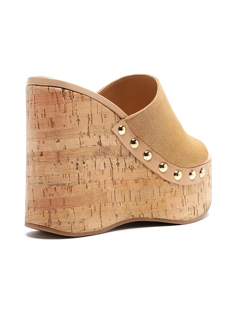 Schutz Women's Dalle Studded Suede Wedge-Heel Mules | Thumbnail 4 Schutz Women's Dalle Studded Suede Wedge-Heel Mules | Thumbnail 4