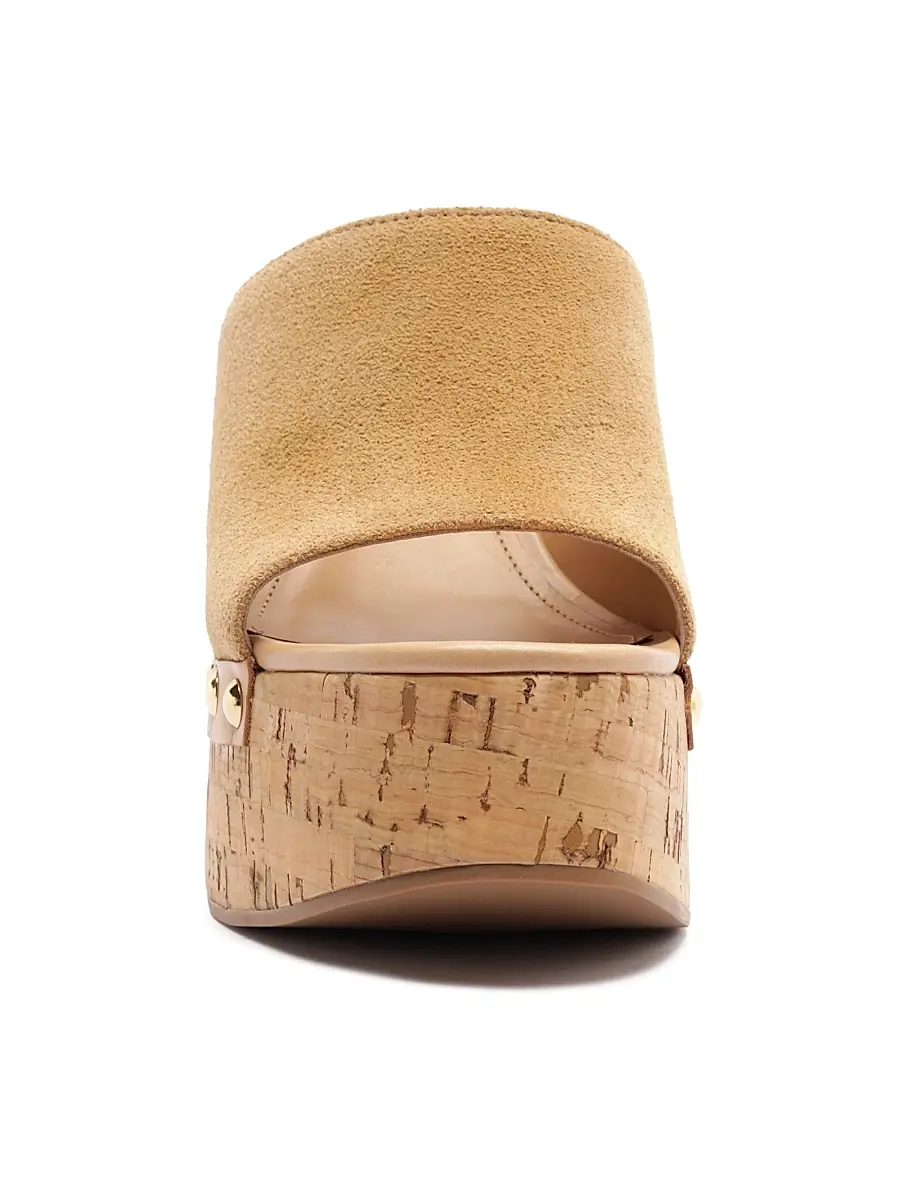 Schutz Women's Dalle Studded Suede Wedge-Heel Mules | Thumbnail 5 Schutz Women's Dalle Studded Suede Wedge-Heel Mules | Thumbnail 5