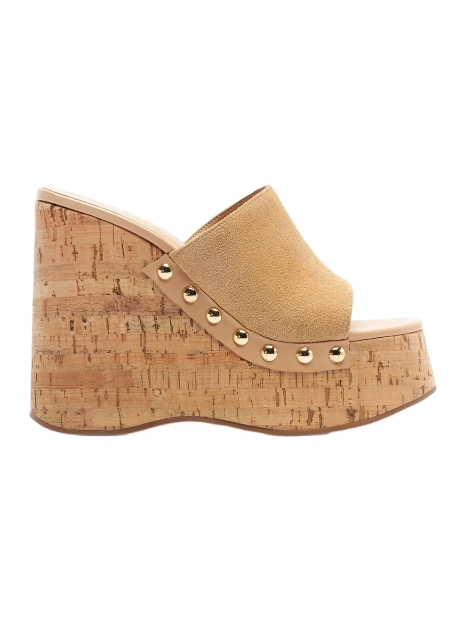Schutz Women's Dalle Studded Suede Wedge-Heel Mules