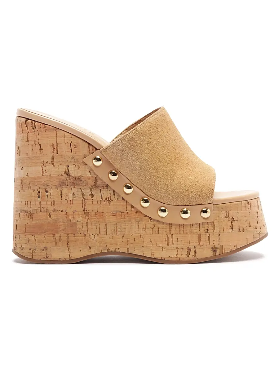Women's Dalle Studded Suede Wedge-Heel Mules Women's Dalle Studded Suede Wedge-Heel Mules