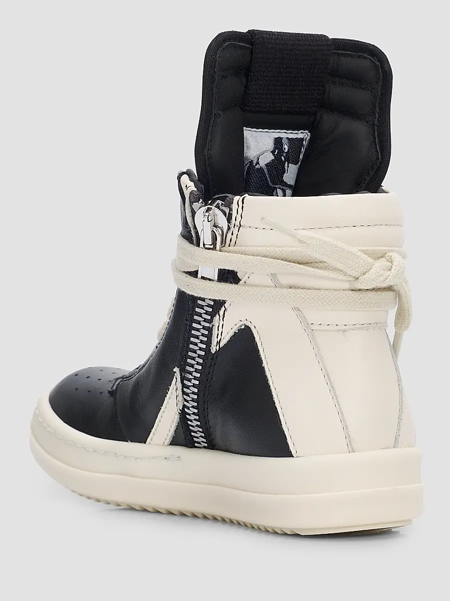 Rick Owens Unisex Little Kid's & Kid'sGeobaskets Scarpe In Pelle High-Top Sneakers | Thumbnail 2 Rick Owens Unisex Little Kid's & Kid'sGeobaskets Scarpe In Pelle High-Top Sneakers | Thumbnail 2