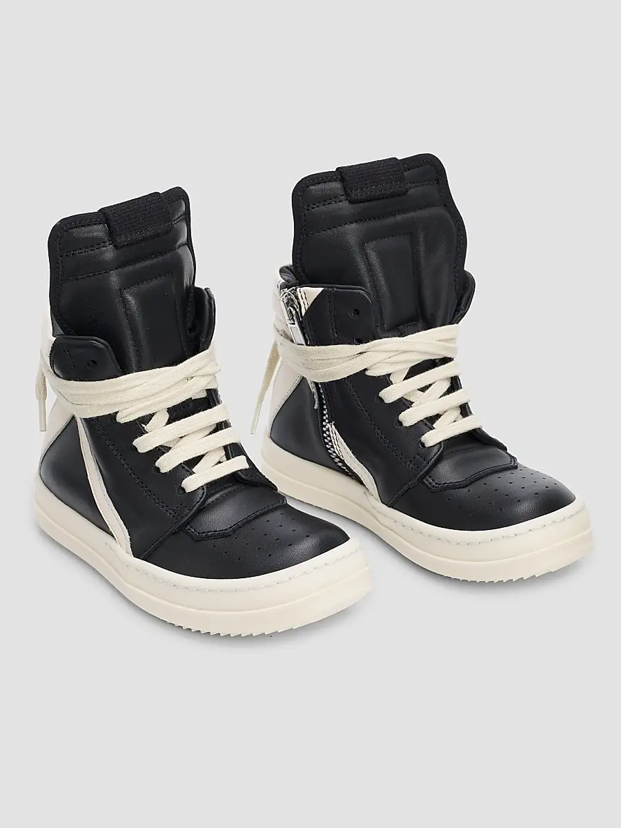 Rick Owens Unisex Little Kid's & Kid'sGeobaskets Scarpe In Pelle High-Top Sneakers | Thumbnail 4 Rick Owens Unisex Little Kid's & Kid'sGeobaskets Scarpe In Pelle High-Top Sneakers | Thumbnail 4