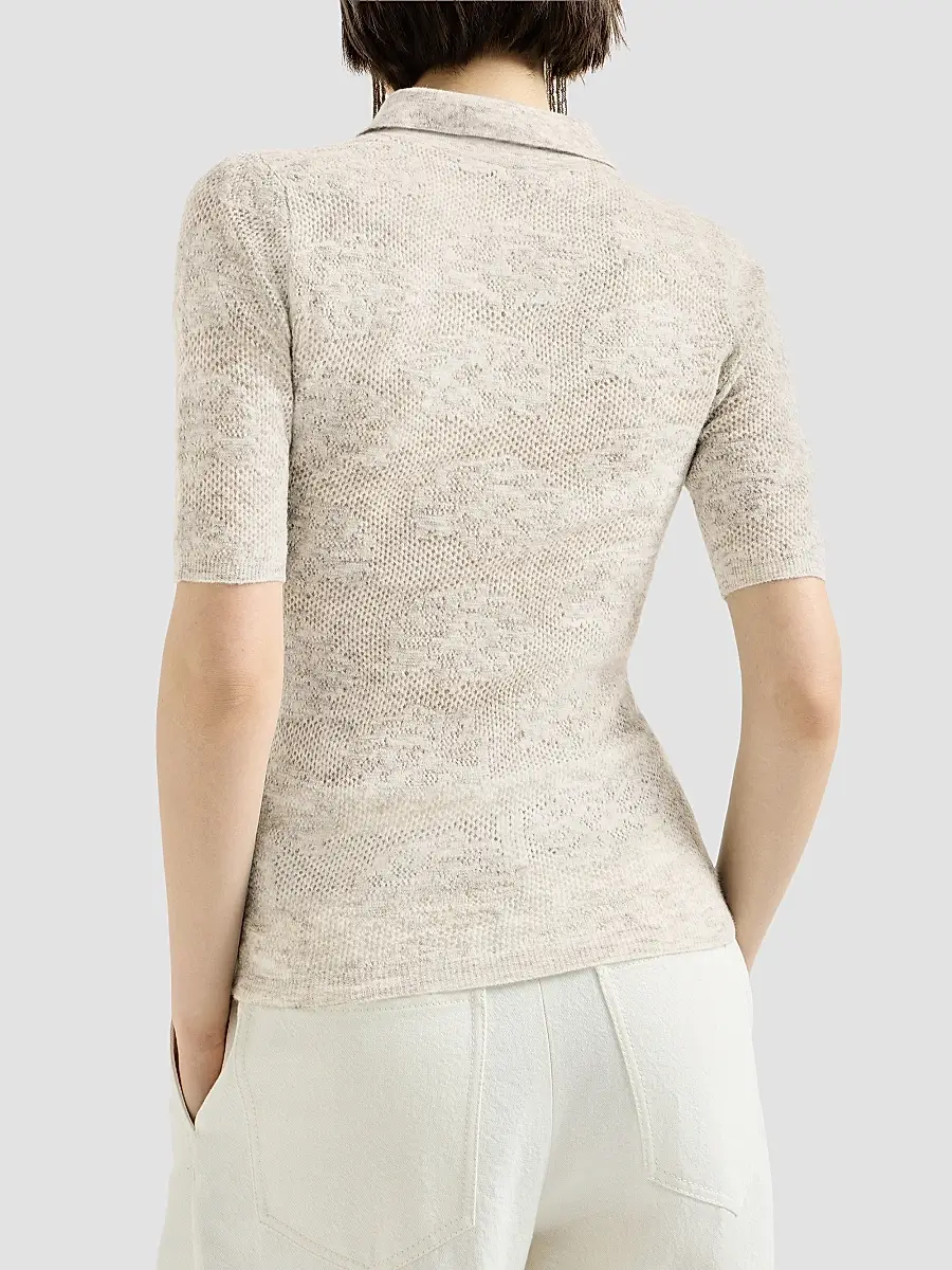 Brunello Cucinelli Women's Silk, Alpaca and Wool Flower Lace Knit Polo | Thumbnail 3 Brunello Cucinelli Women's Silk, Alpaca and Wool Flower Lace Knit Polo | Thumbnail 3