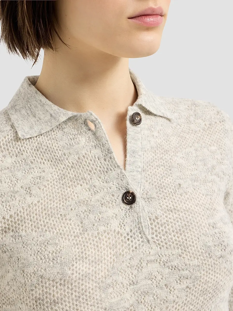 Brunello Cucinelli Women's Silk, Alpaca and Wool Flower Lace Knit Polo | Thumbnail 5 Brunello Cucinelli Women's Silk, Alpaca and Wool Flower Lace Knit Polo | Thumbnail 5