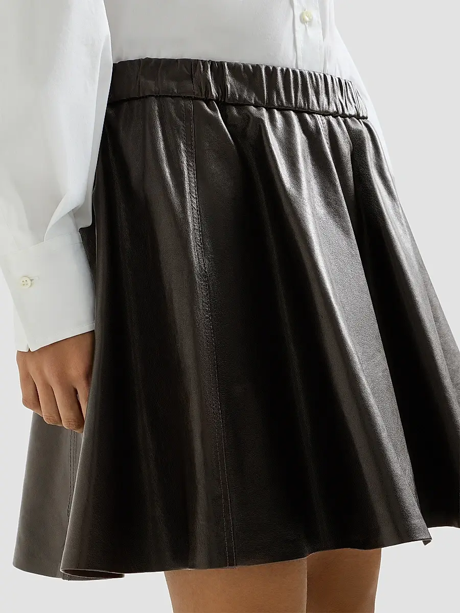 Brunello Cucinelli Women's Polished Nappa Leather Mini Circle Skirt | Thumbnail 5 Brunello Cucinelli Women's Polished Nappa Leather Mini Circle Skirt | Thumbnail 5