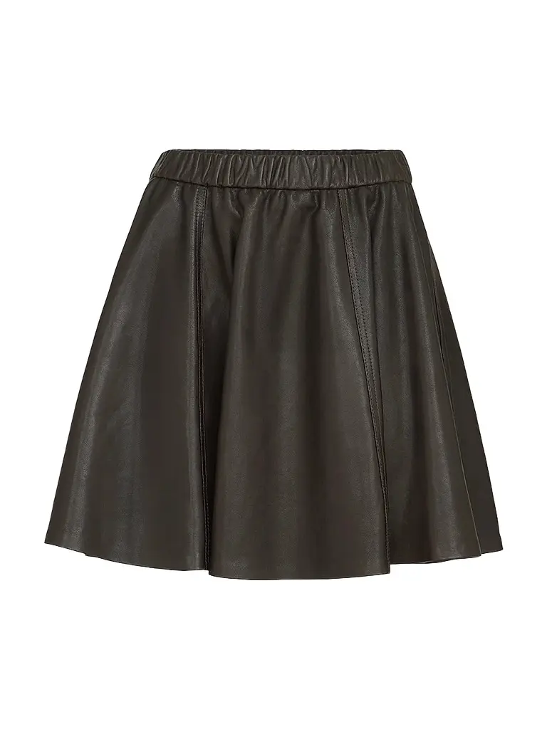 Brunello Cucinelli Women's Polished Nappa Leather Mini Circle Skirt - Coffee | Image 1 Brunello Cucinelli Women's Polished Nappa Leather Mini Circle Skirt - Coffee | Image 1