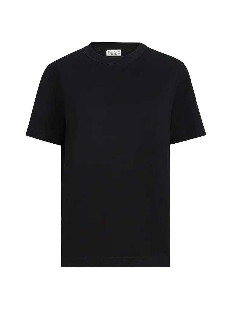 Brunello Cucinelli Women's Cotton Jersey T-Shirt with Monili - Black