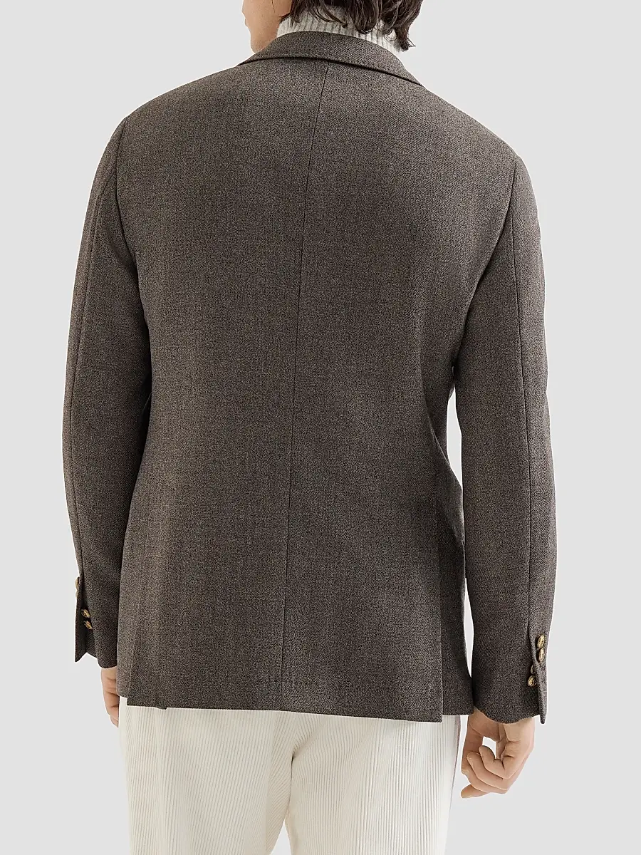 Brunello Cucinelli Men's Mouliné Virgin Wool Twill Deconstructed Cavallo Blazer | Thumbnail 3 Brunello Cucinelli Men's Mouliné Virgin Wool Twill Deconstructed Cavallo Blazer | Thumbnail 3