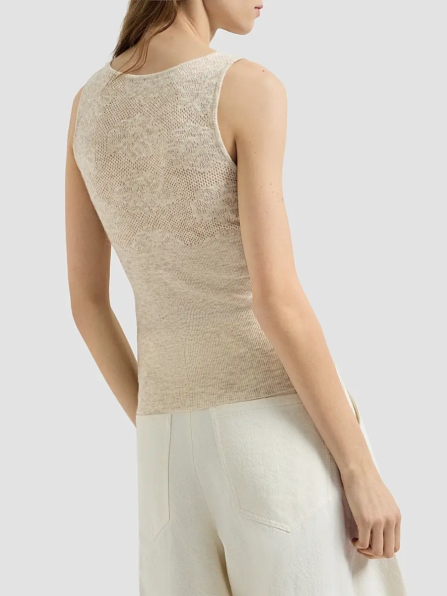 Brunello Cucinelli Women's Silk, Alpaca and Wool Flower Lace Knit Top | Thumbnail 3 Brunello Cucinelli Women's Silk, Alpaca and Wool Flower Lace Knit Top | Thumbnail 3