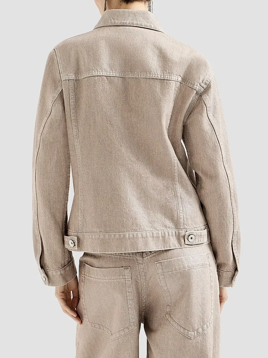 Brunello Cucinelli Women's Lamé Denim Four-pocket Outerwear Jacket with Monili - Rope | Thumbnail 3 Brunello Cucinelli Women's Lamé Denim Four-pocket Outerwear Jacket with Monili - Rope | Thumbnail 3