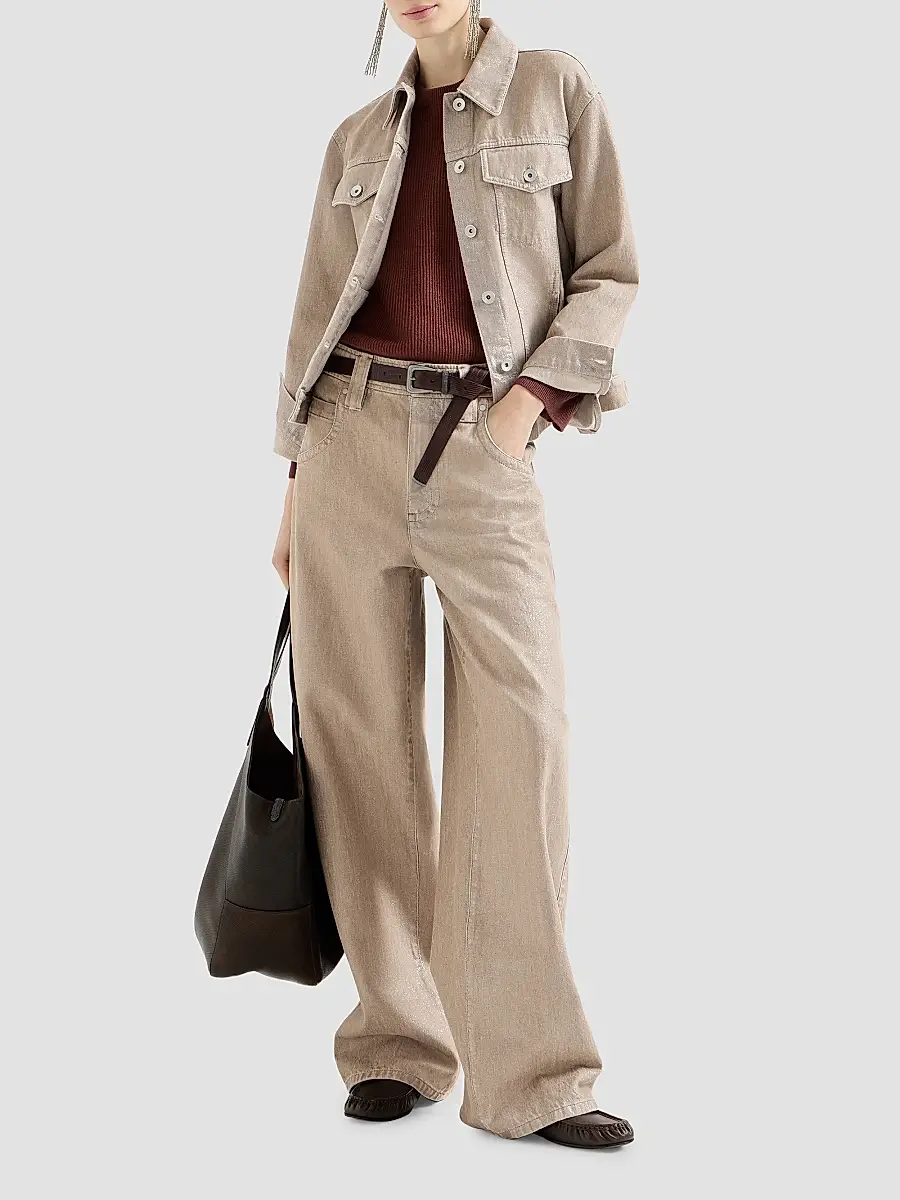 Brunello Cucinelli Women's Lamé Denim Four-pocket Outerwear Jacket with Monili - Rope | Thumbnail 6 Brunello Cucinelli Women's Lamé Denim Four-pocket Outerwear Jacket with Monili - Rope | Thumbnail 6