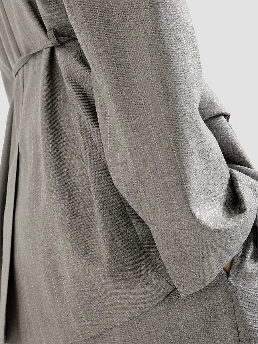 Brunello Cucinelli Women's Sparkling Virgin Wool Pinstripe Blazer with Monili - Silver | Thumbnail 5 Brunello Cucinelli Women's Sparkling Virgin Wool Pinstripe Blazer with Monili - Silver | Thumbnail 5