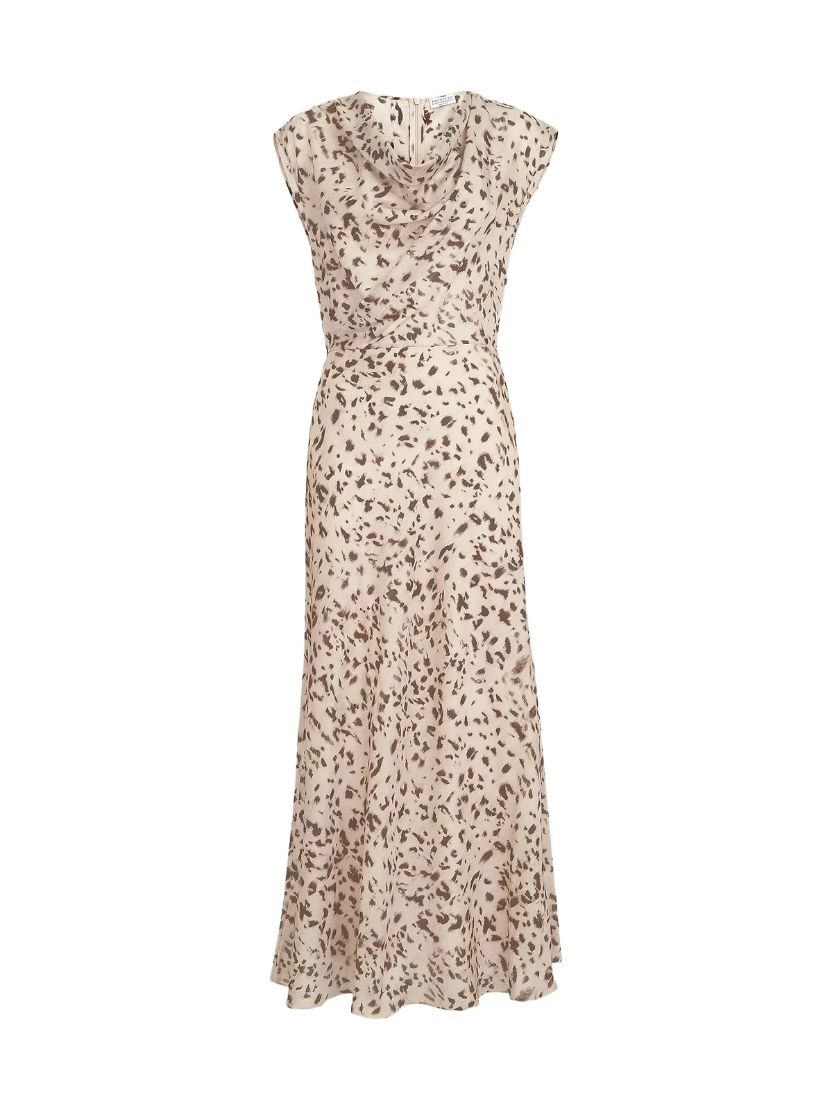 Brunello Cucinelli Women's Lynx Print Silk Pongee Draped Dress With Monili - Beige