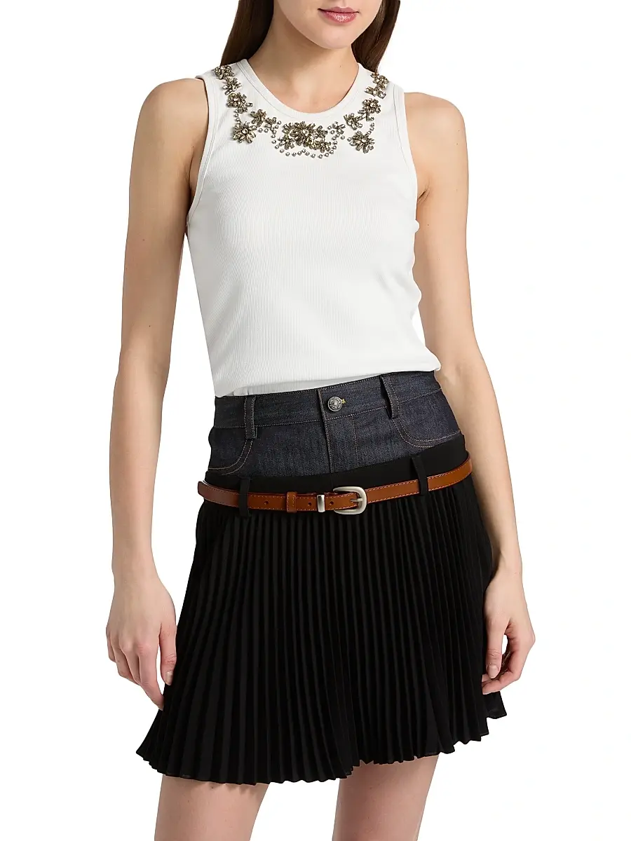 Cinq à Sept Women's Lizzie Crystal-Embellished Cotton-Blend Tank | Thumbnail 3