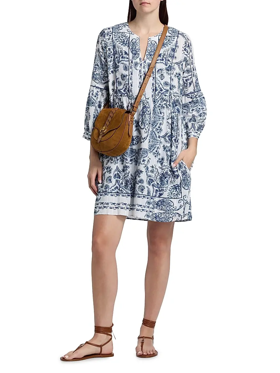 Johnny Was Women's Jaden Piped Yoke Tiered Minidress | Thumbnail 2 Johnny Was Women's Jaden Piped Yoke Tiered Minidress | Thumbnail 2