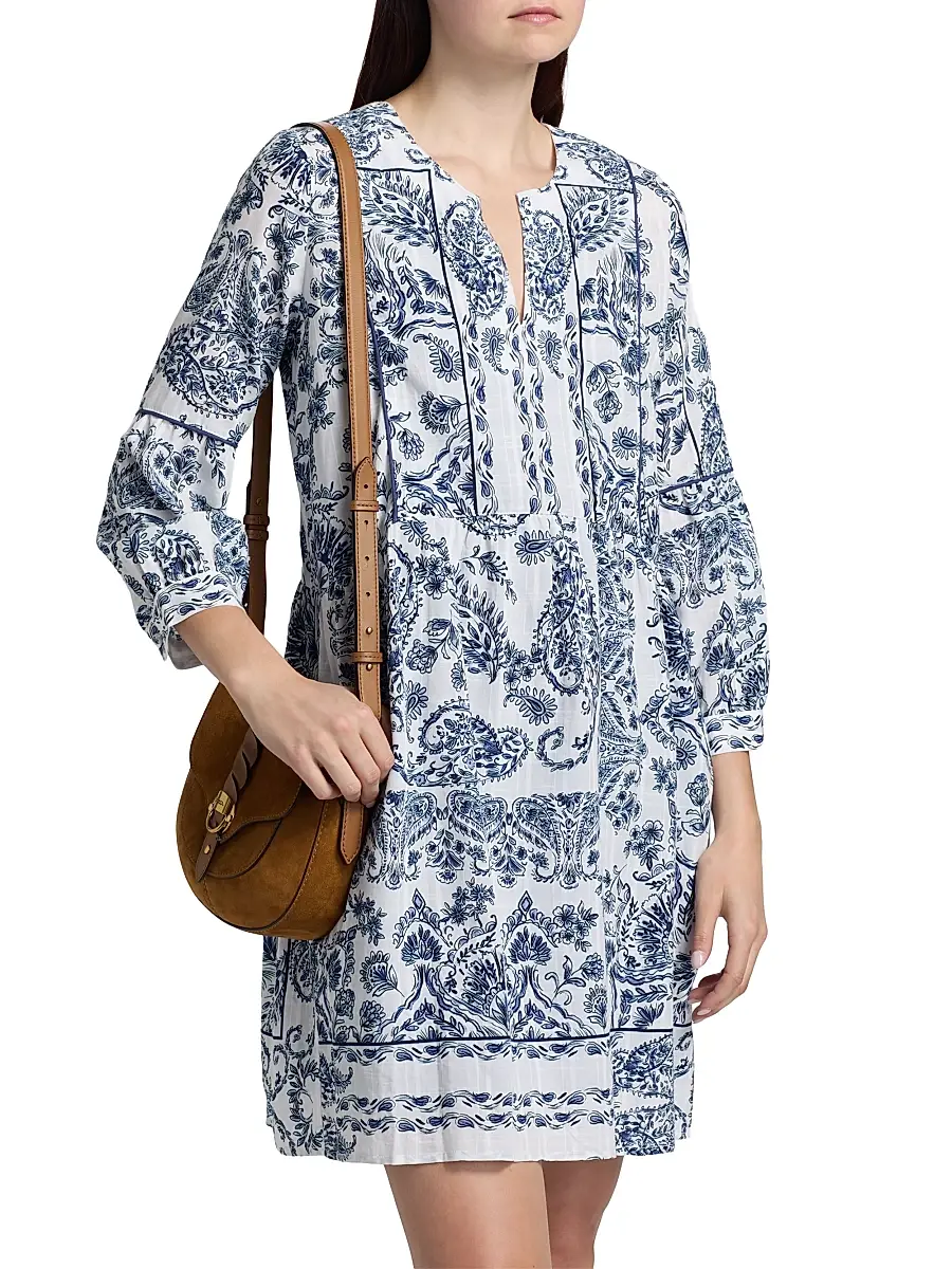 Johnny Was Women's Jaden Piped Yoke Tiered Minidress | Thumbnail 4 Johnny Was Women's Jaden Piped Yoke Tiered Minidress | Thumbnail 4