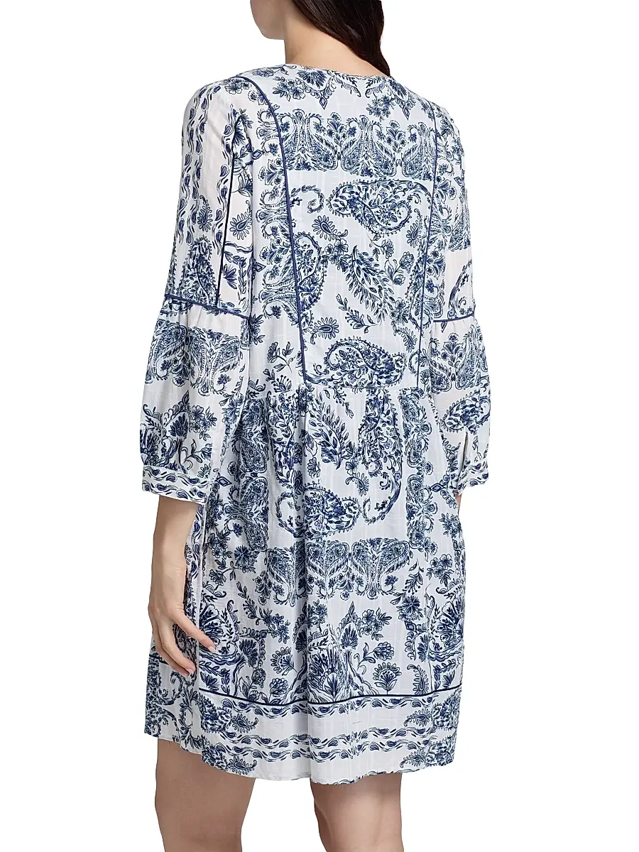 Johnny Was Women's Jaden Piped Yoke Tiered Minidress | Thumbnail 5 Johnny Was Women's Jaden Piped Yoke Tiered Minidress | Thumbnail 5