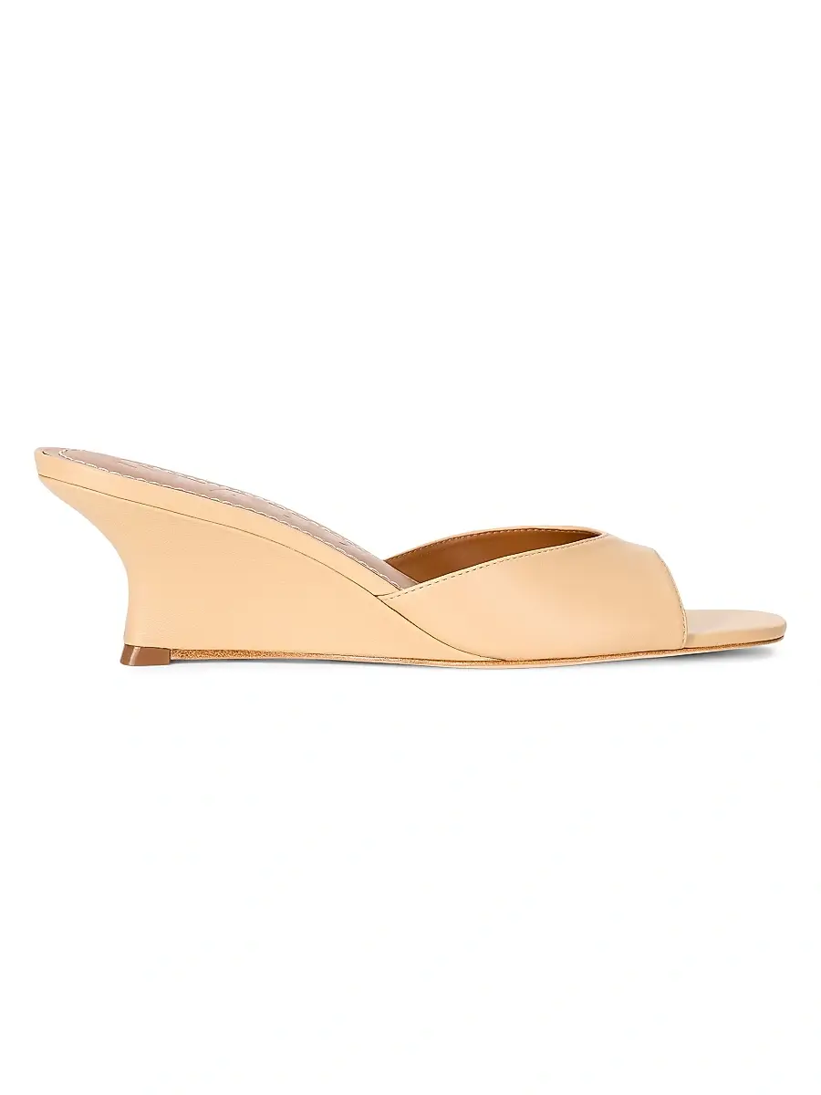 Staud Women's Brigitte 60MM Leather Slip-On Wedge Mules - Porcini | Image 1 Staud Women's Brigitte 60MM Leather Slip-On Wedge Mules - Porcini | Image 1