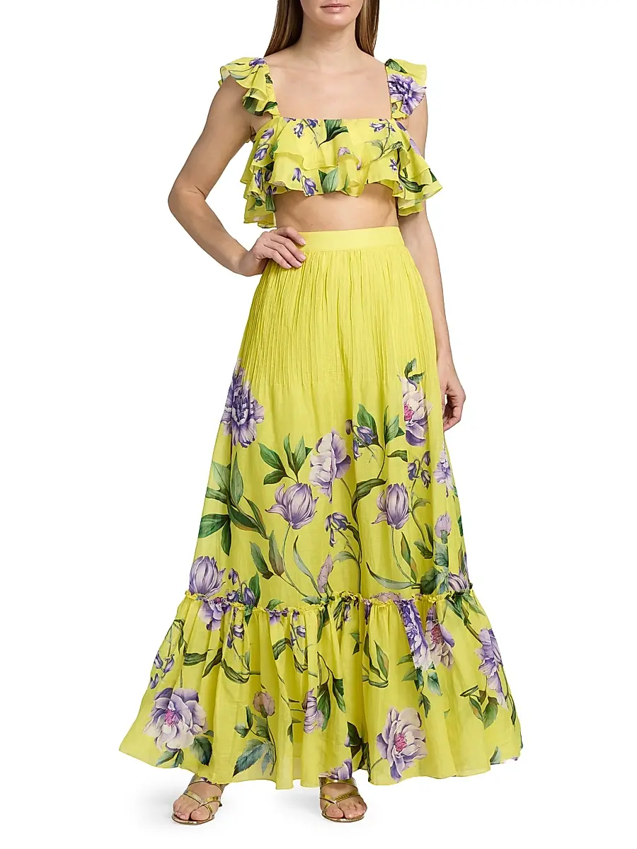 Hemant & Nandita Women's Floral Pintuck Maxi Skirt | Thumbnail 2 Hemant & Nandita Women's Floral Pintuck Maxi Skirt | Thumbnail 2