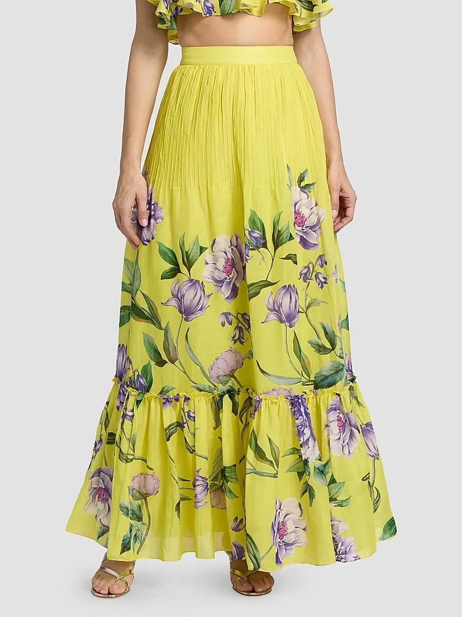 Hemant & Nandita Women's Floral Pintuck Maxi Skirt | Thumbnail 3 Hemant & Nandita Women's Floral Pintuck Maxi Skirt | Thumbnail 3