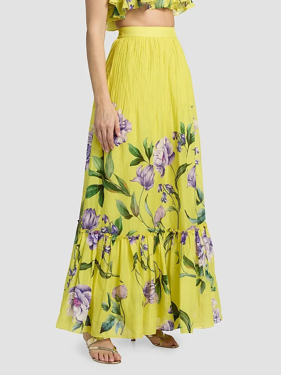 Hemant & Nandita Women's Floral Pintuck Maxi Skirt | Thumbnail 4 Hemant & Nandita Women's Floral Pintuck Maxi Skirt | Thumbnail 4