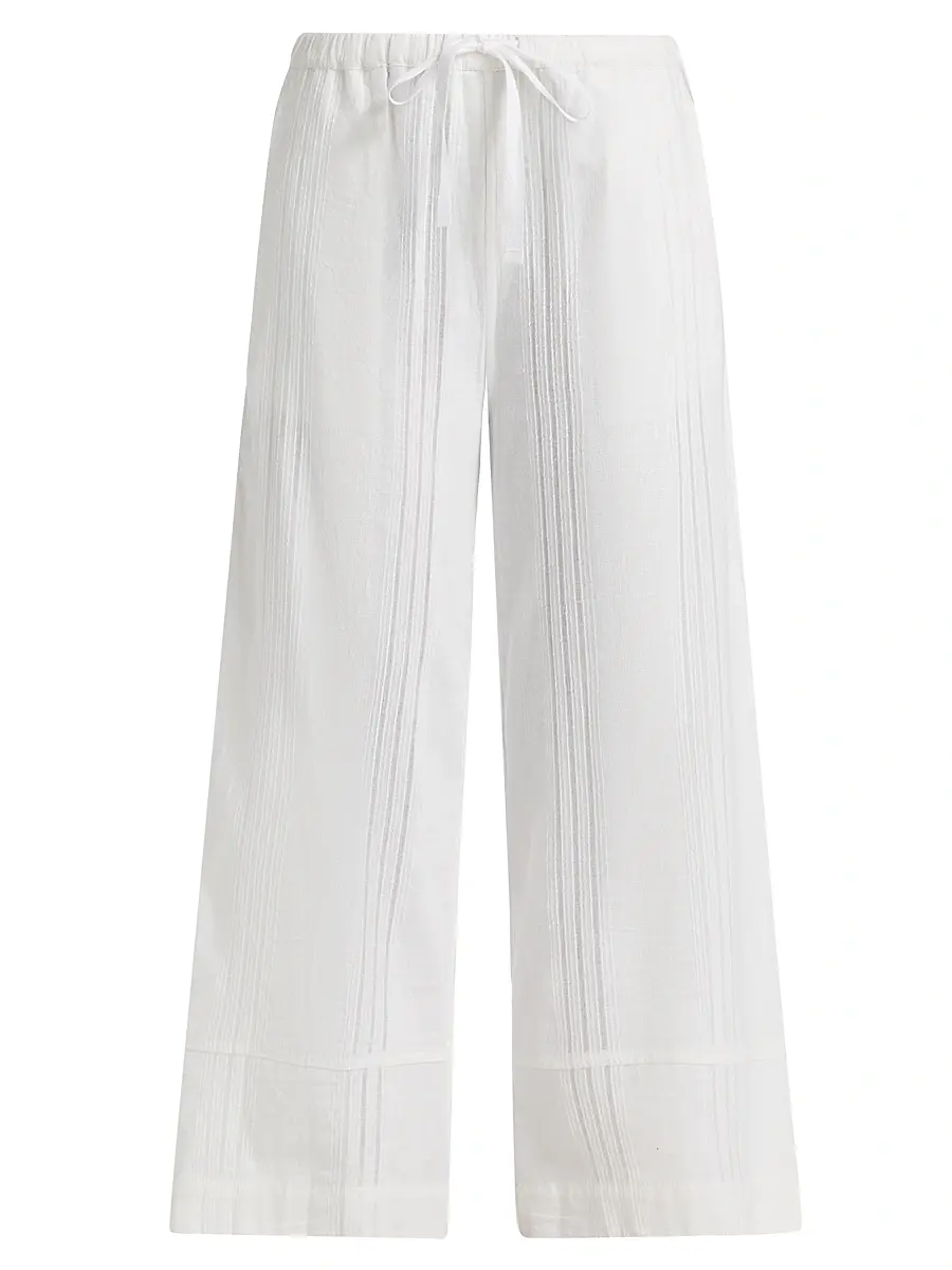 Lemlem Women's Desta Cotton Drawstring Pants - Abira White - Size Medium | Image 1 Lemlem Women's Desta Cotton Drawstring Pants - Abira White - Size Medium | Image 1