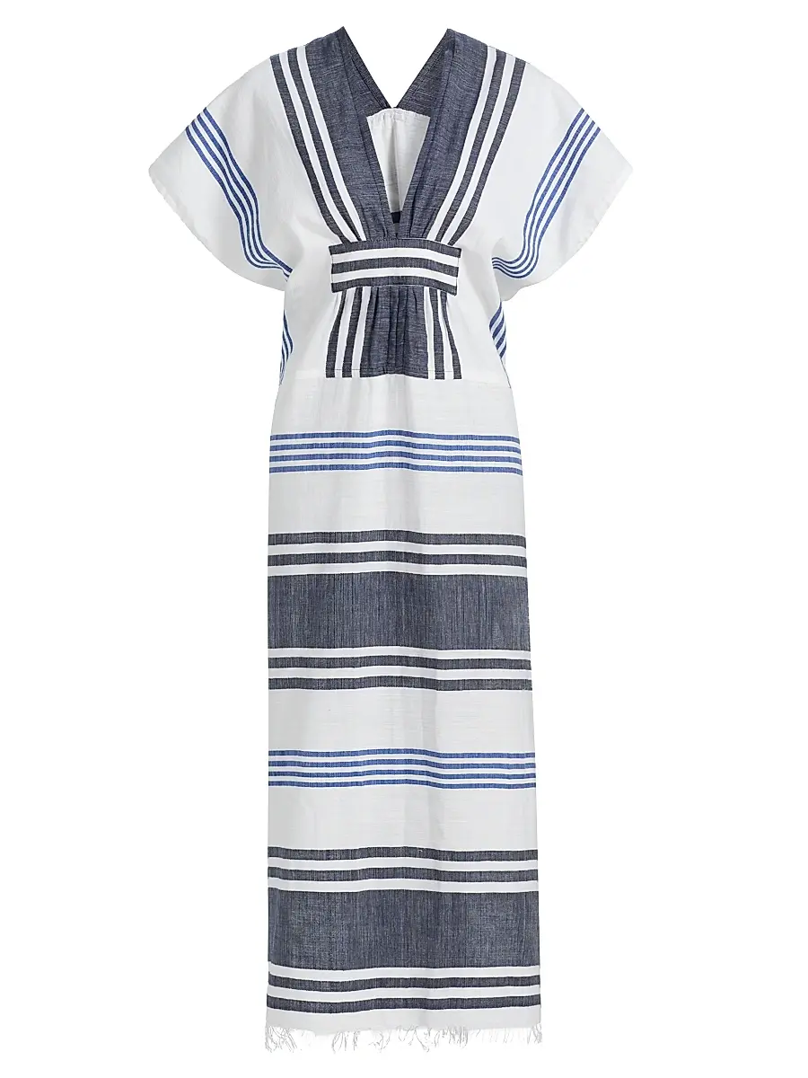 Lemlem Women's Gasira Striped Cotton Caftan Cover-Up - Marina Blue - Size Large | Image 1 Lemlem Women's Gasira Striped Cotton Caftan Cover-Up - Marina Blue - Size Large | Image 1