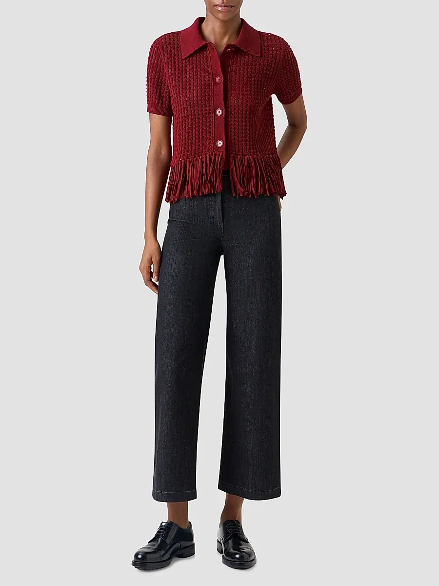 Akris punto Women's Net Cotton Fringe Shirt | Thumbnail 2 Akris punto Women's Net Cotton Fringe Shirt | Thumbnail 2