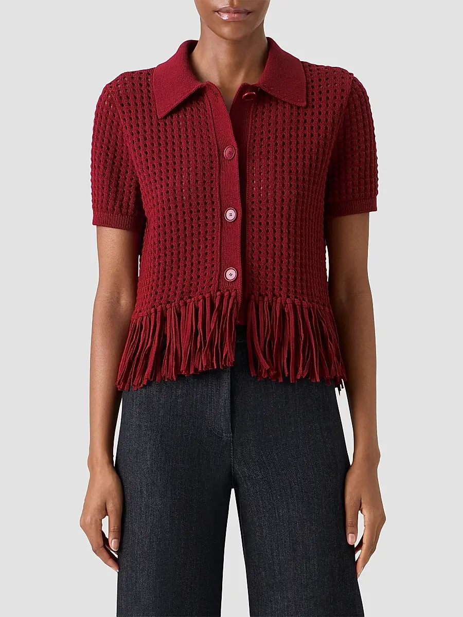Akris punto Women's Net Cotton Fringe Shirt | Thumbnail 4 Akris punto Women's Net Cotton Fringe Shirt | Thumbnail 4