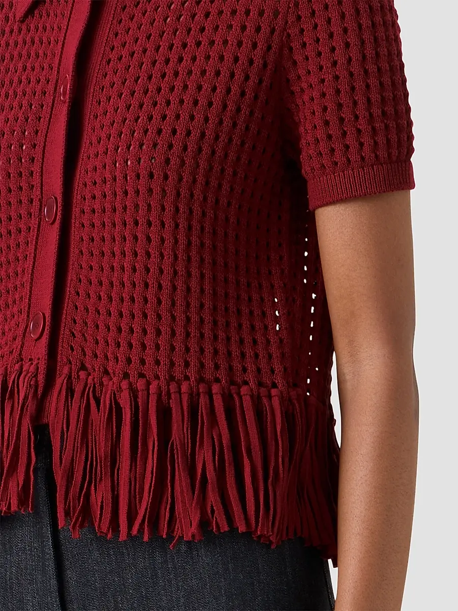 Akris punto Women's Net Cotton Fringe Shirt | Thumbnail 5 Akris punto Women's Net Cotton Fringe Shirt | Thumbnail 5