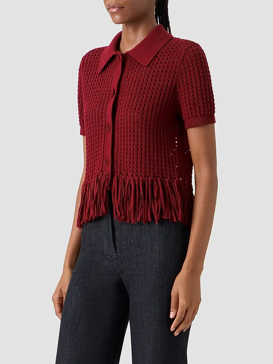 Akris punto Women's Net Cotton Fringe Shirt | Thumbnail 6 Akris punto Women's Net Cotton Fringe Shirt | Thumbnail 6