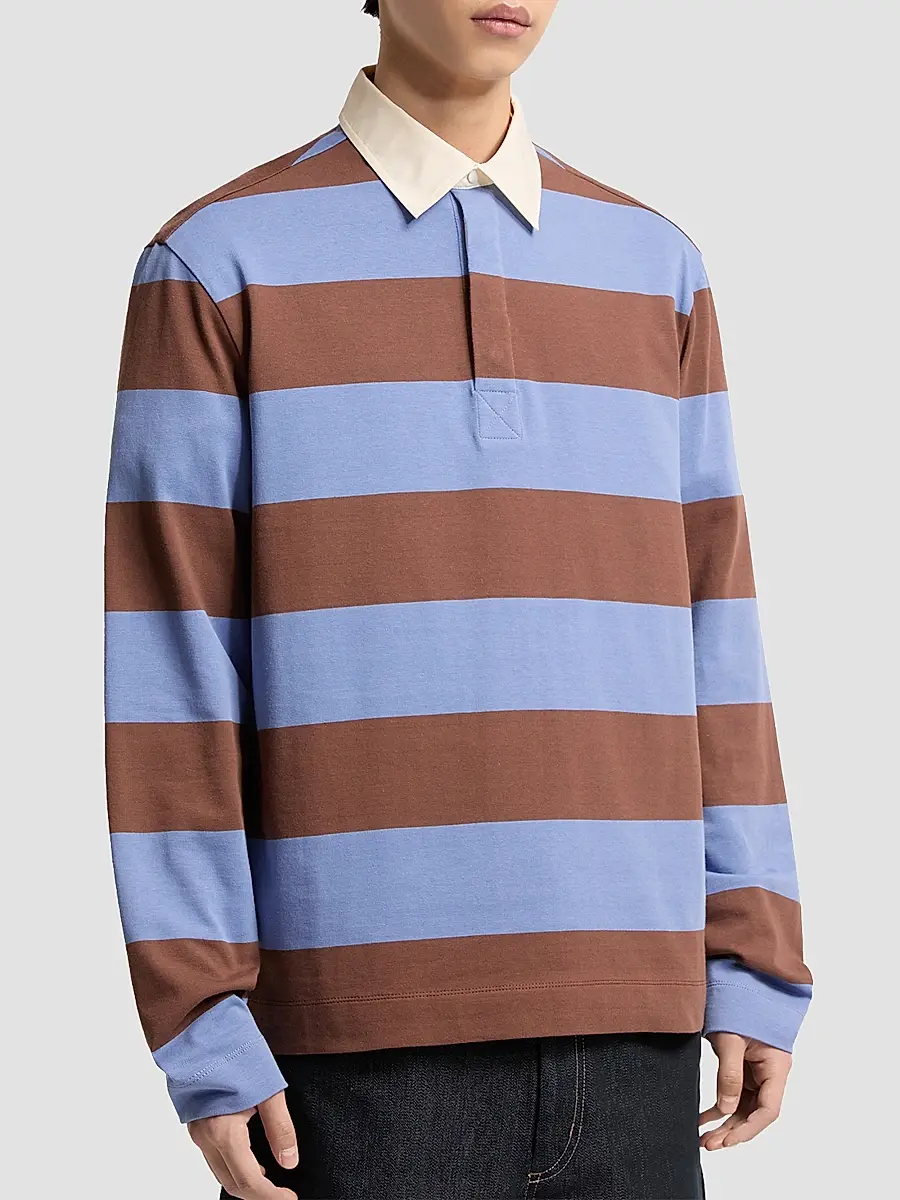 Moncler Men's Polo Shirt in Striped Cotton | Thumbnail 2 Moncler Men's Polo Shirt in Striped Cotton | Thumbnail 2